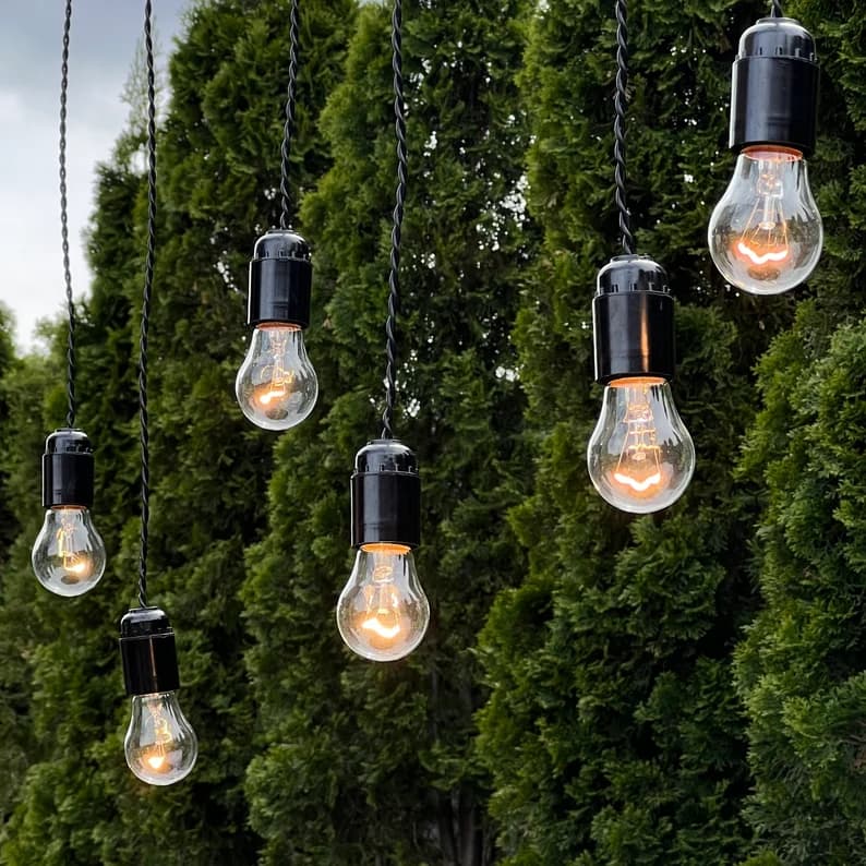 Outdoor String Lights with Hanging Incandescent Bulbs 25W