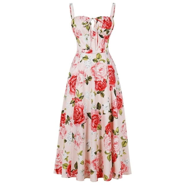 Women Floral Midi Corset Dress Printed