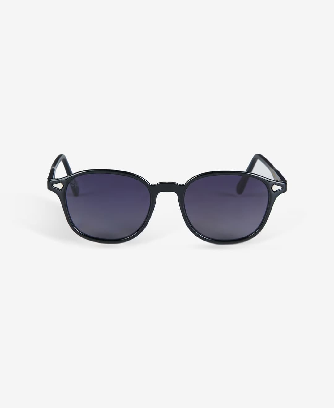 Round Shiny Black Unisex Sunglasses